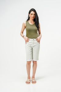 Green Bermuda Striped Shorts