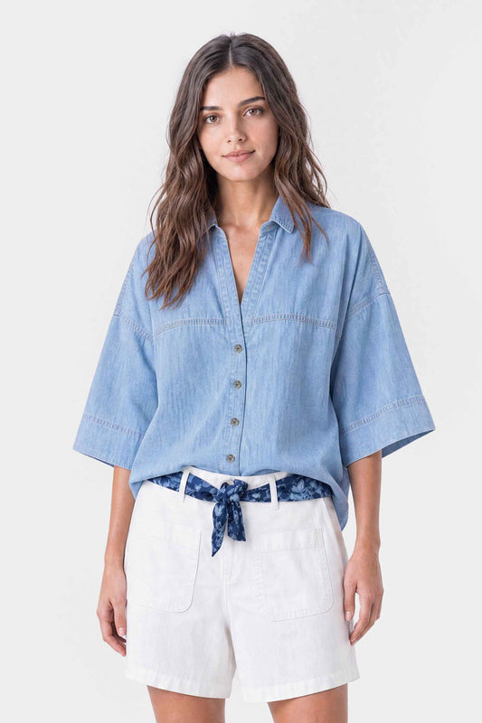 Wide Sleeve Denim Shirt