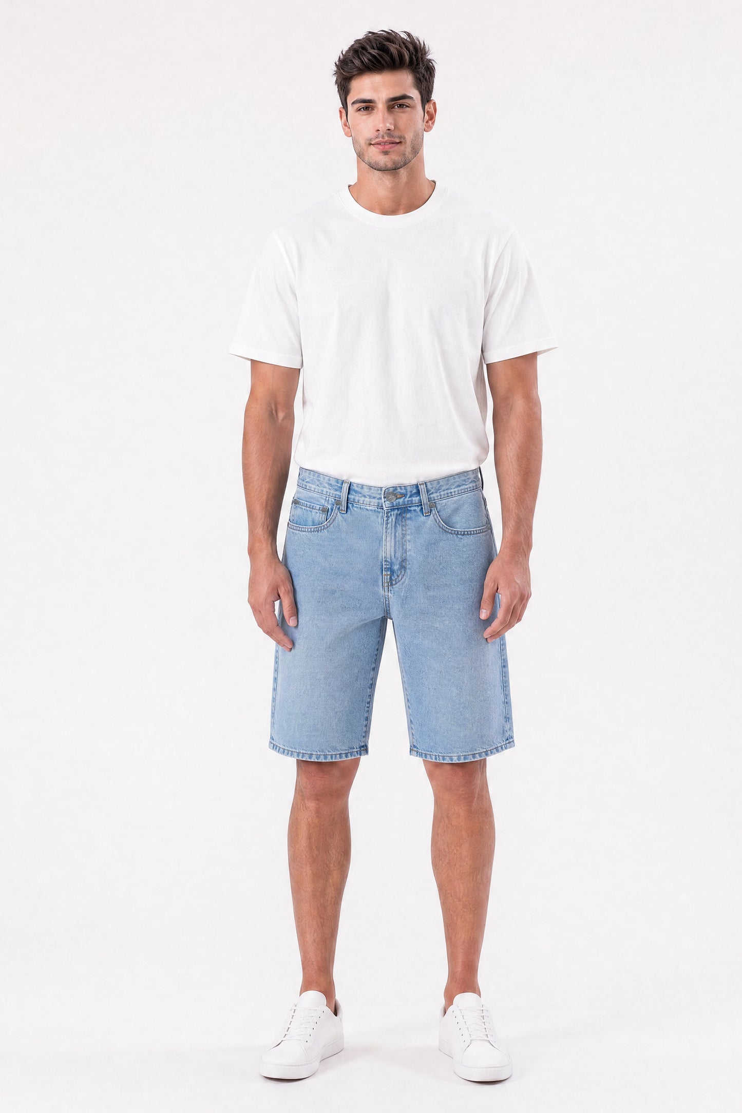 Baggy Denim Carpenter Shorts Light Blue