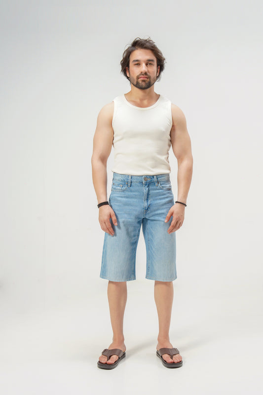 Light Blue Baggy Denim Shorts shop at Rockstar Jeans