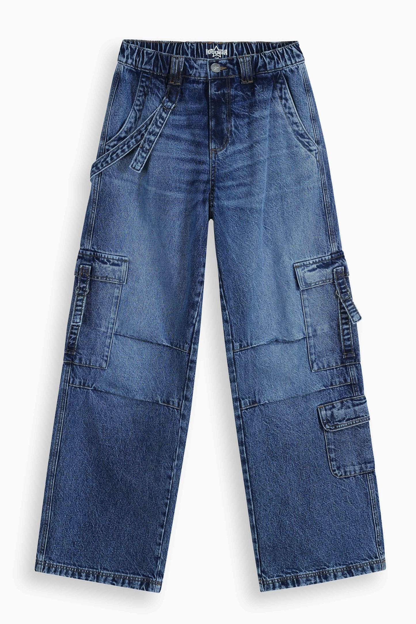 Baggy Fit Cargo Jeans Medium Blue