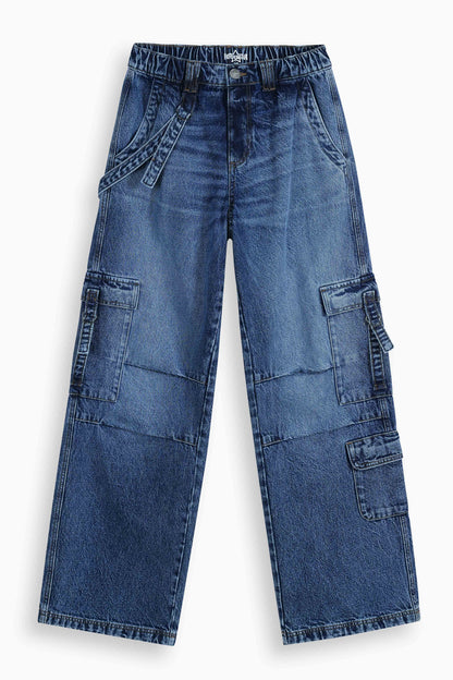 Baggy Fit Cargo Jeans Medium Blue