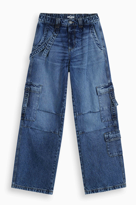 Baggy Fit Cargo Jeans Medium Blue
