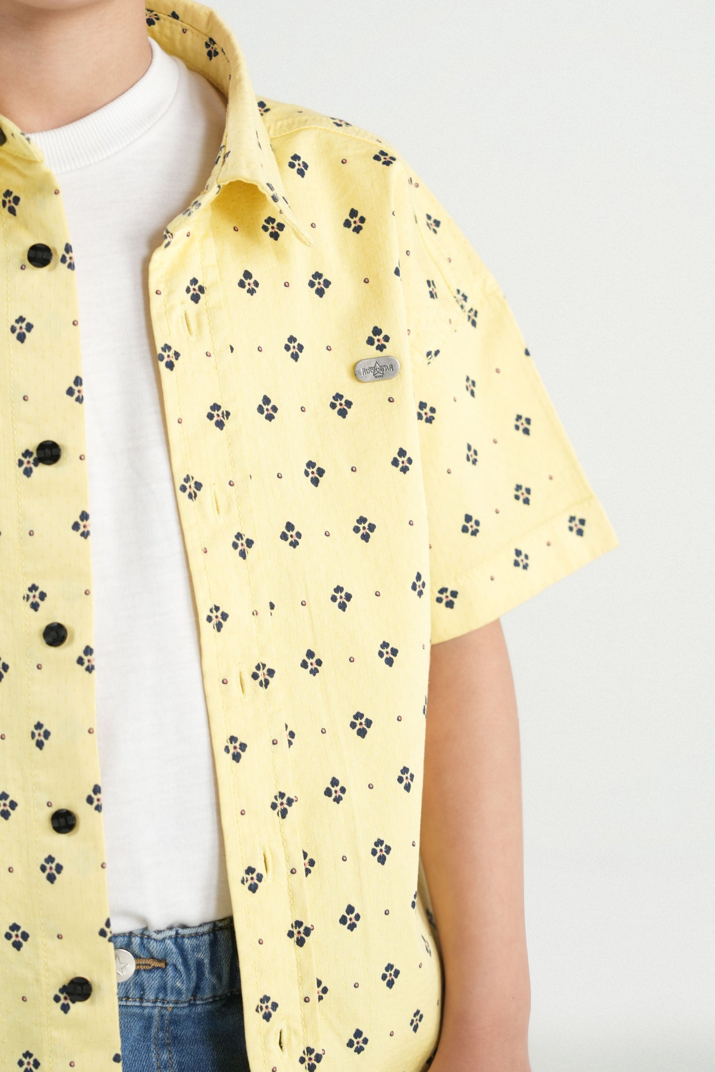 Hawaiian Mini Print Yellow Shirt