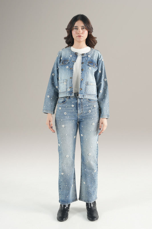 Pearl Blossom Denim Jacket