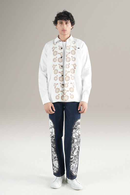 Floral Tuxedo  White Shirt
