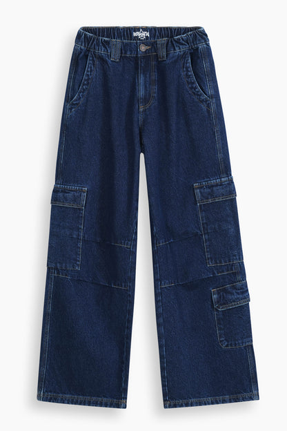 Baggy Fit Cargo Jeans Dark Blue