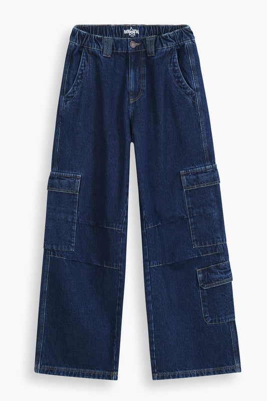 Baggy Fit Cargo Jeans Dark Blue