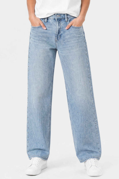 High Rise Wide Leg Stud Jeans