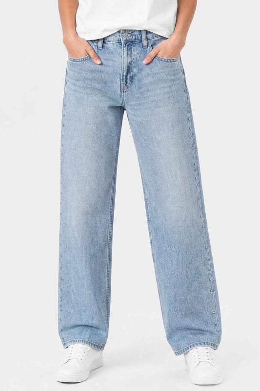 High Rise Wide Leg Stud Jeans