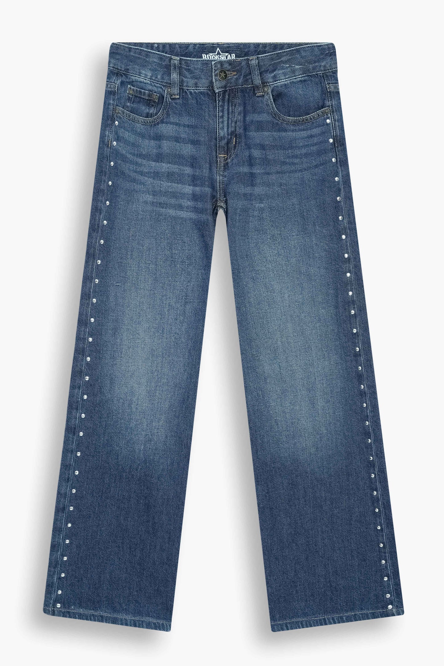 Mid Rise Wide Leg Stud Jeans