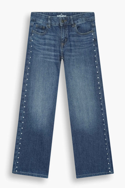 Mid Rise Wide Leg Stud Jeans