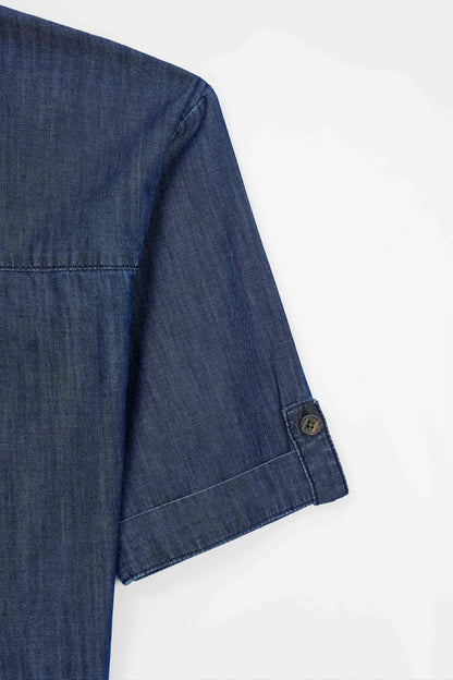 Relaxed Drape Denim Shirt Dark Blue