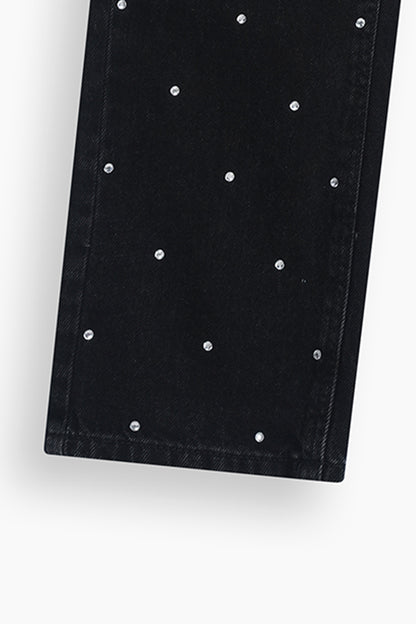 Straight Fit Rhinestones Jeans