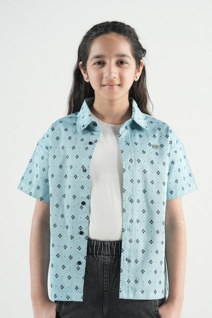 Hawaiian Mini Print Shirt – Sky Blue