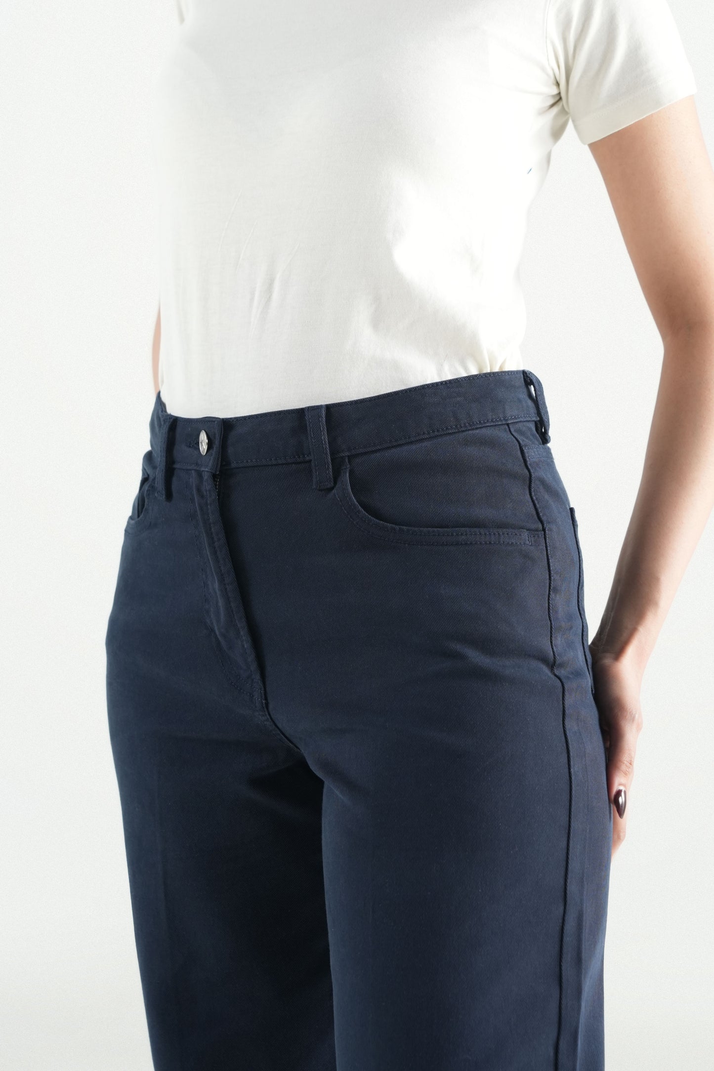 Navy Blue Wide-Leg Jeans