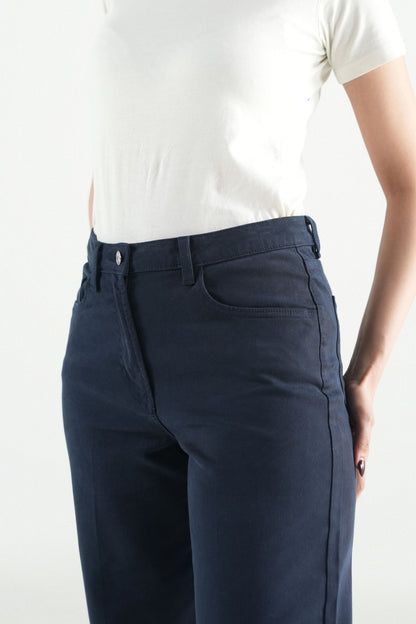 Navy Blue Wide-Leg Jeans