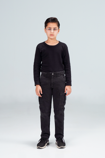 Straight Fit Cargos Black