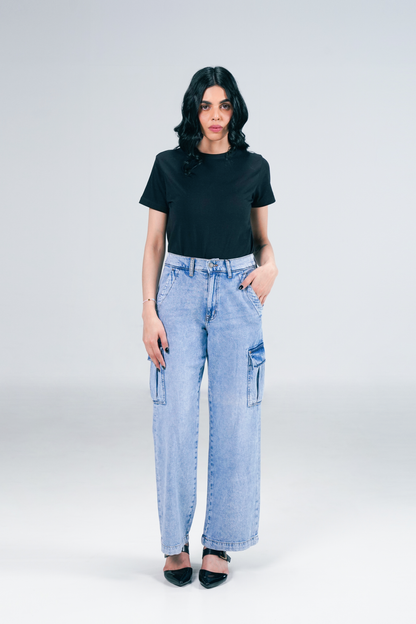 High Rise  Cargo Acid Wash shop at Rockstar Jeans