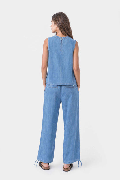Sleeveless Denim Tank Top  Light Blue