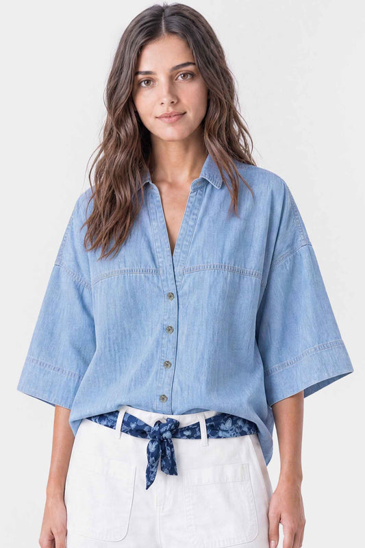 Wide Sleeve Denim Shirt
