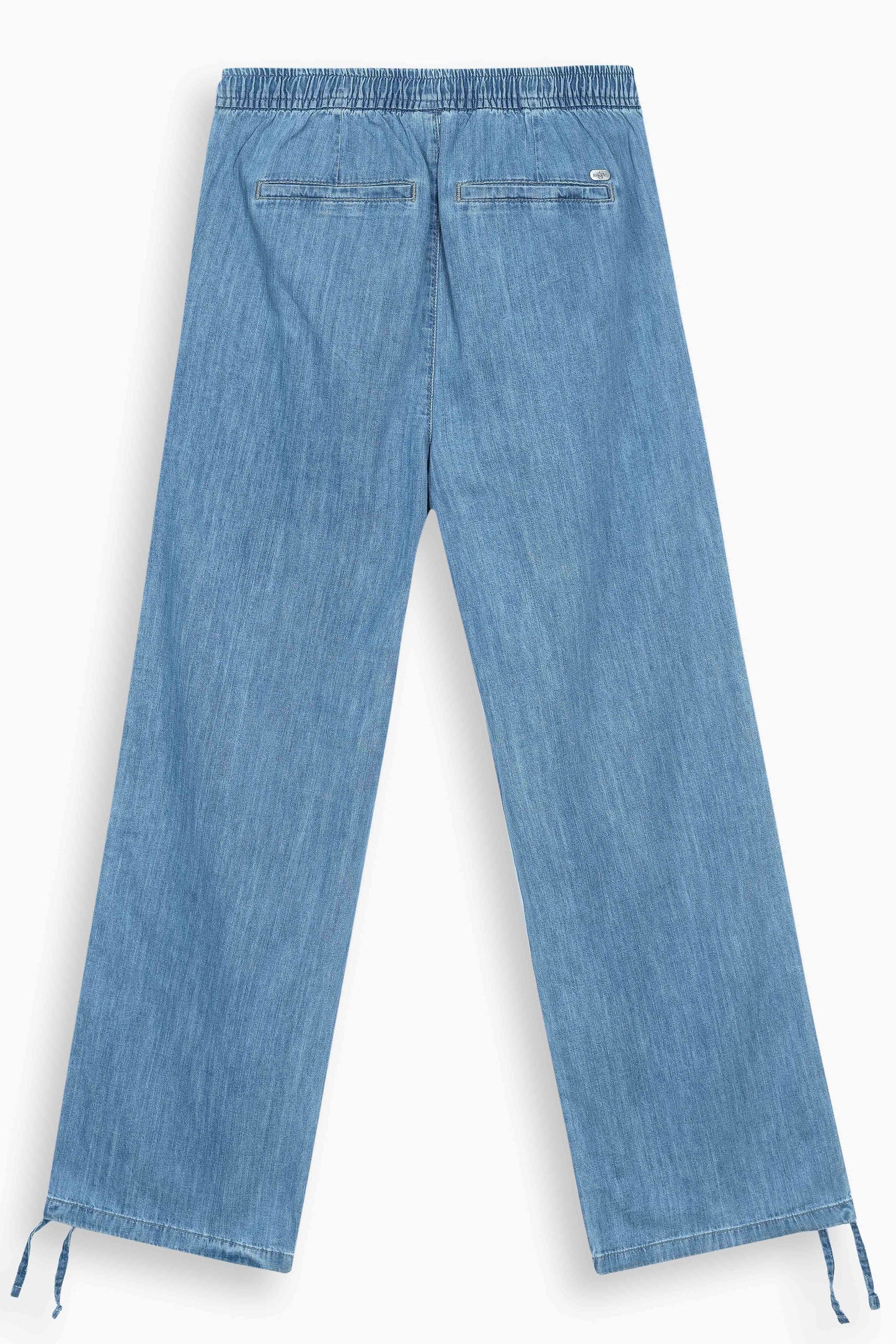Mid-Rise Drawcord Wide Leg Trousers