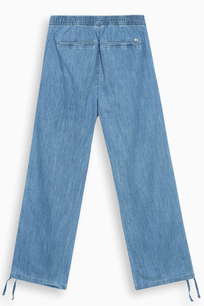 Mid-Rise Drawcord Wide Leg Trousers