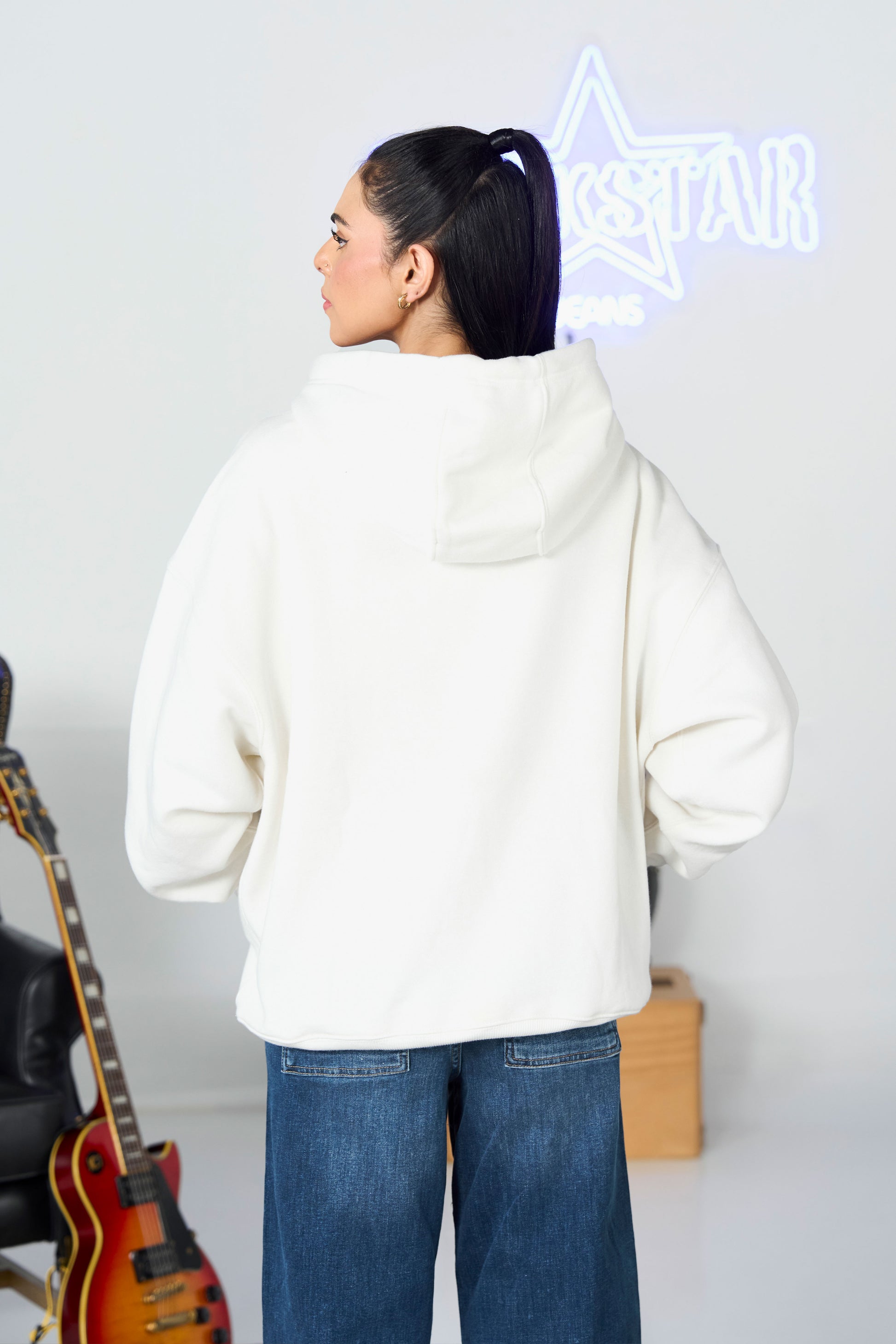 Baggy White Hoodie shop at rockstar jeans