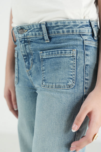 Patch Pocket Wide Jeans