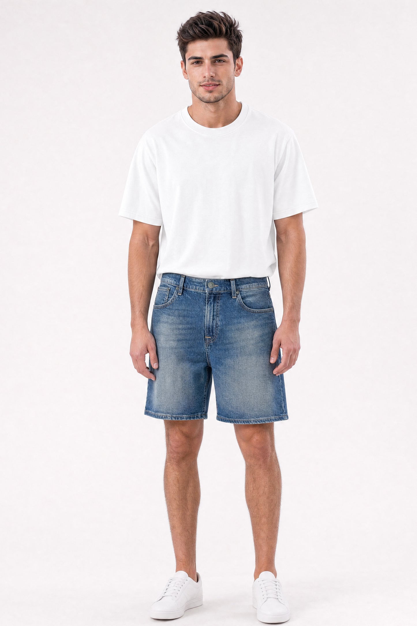 Baggy Fit Denim Short Dark Blue