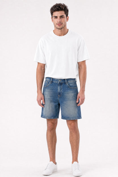 Baggy Fit Denim Short Dark Blue