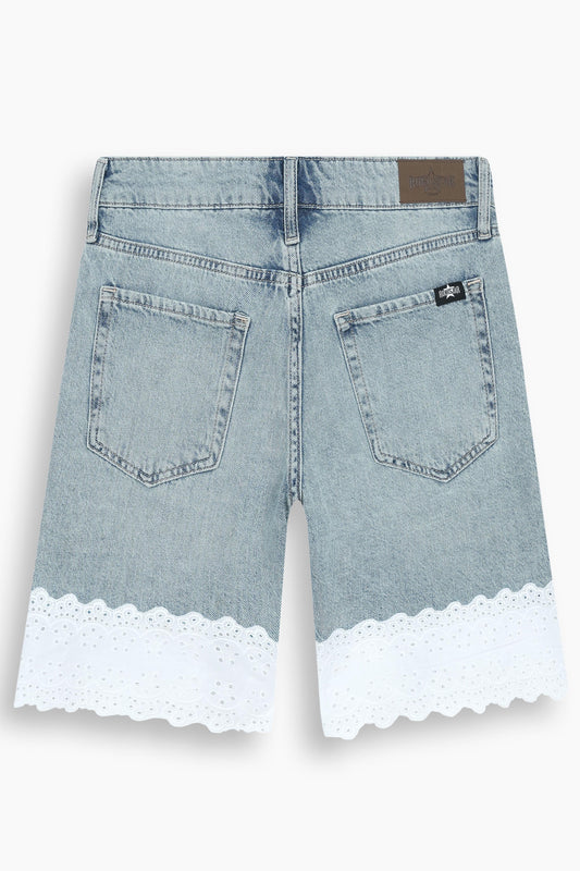 Relaxed straight fit lace jeans