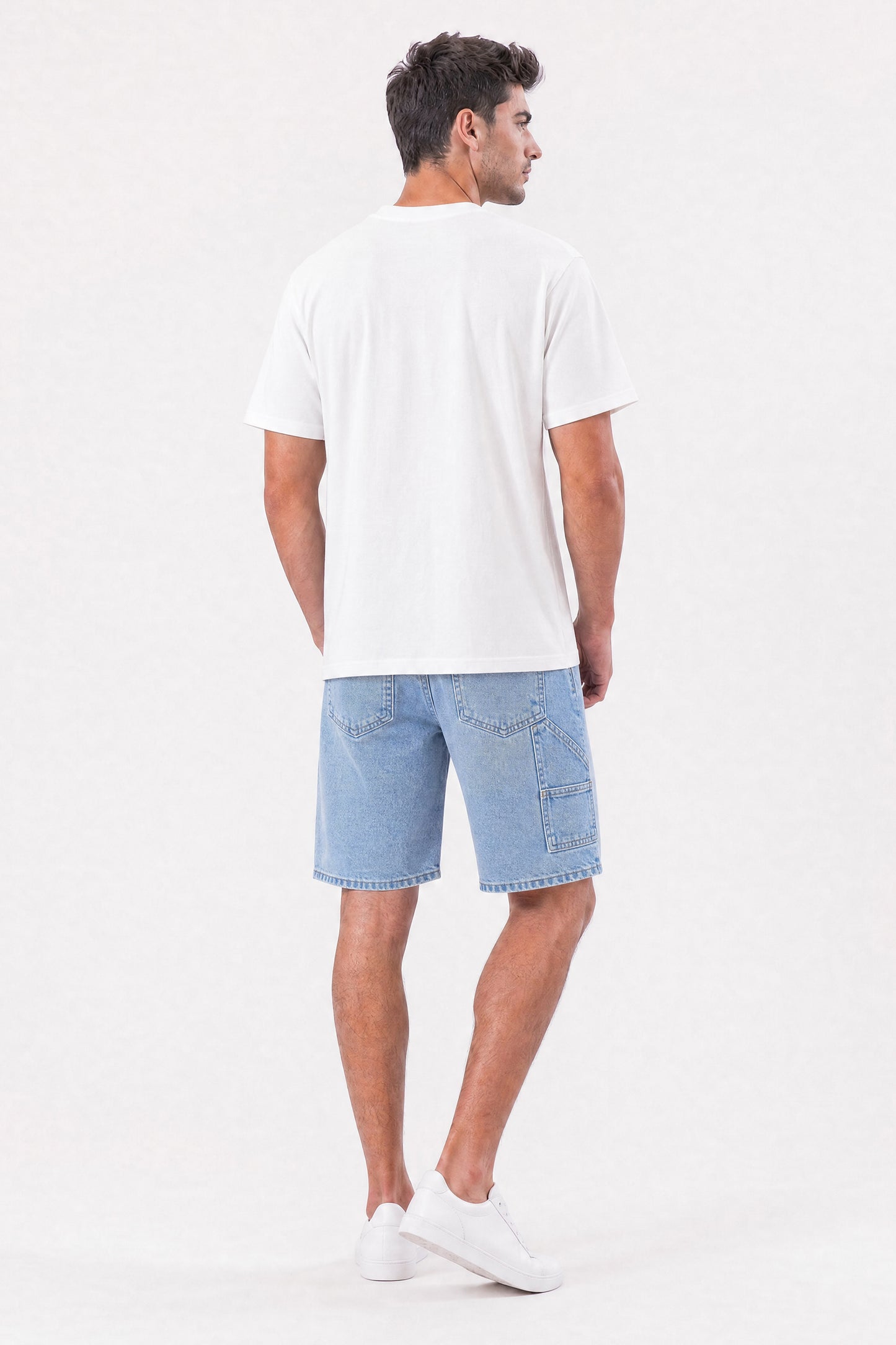 Baggy Denim Carpenter Shorts Light Blue
