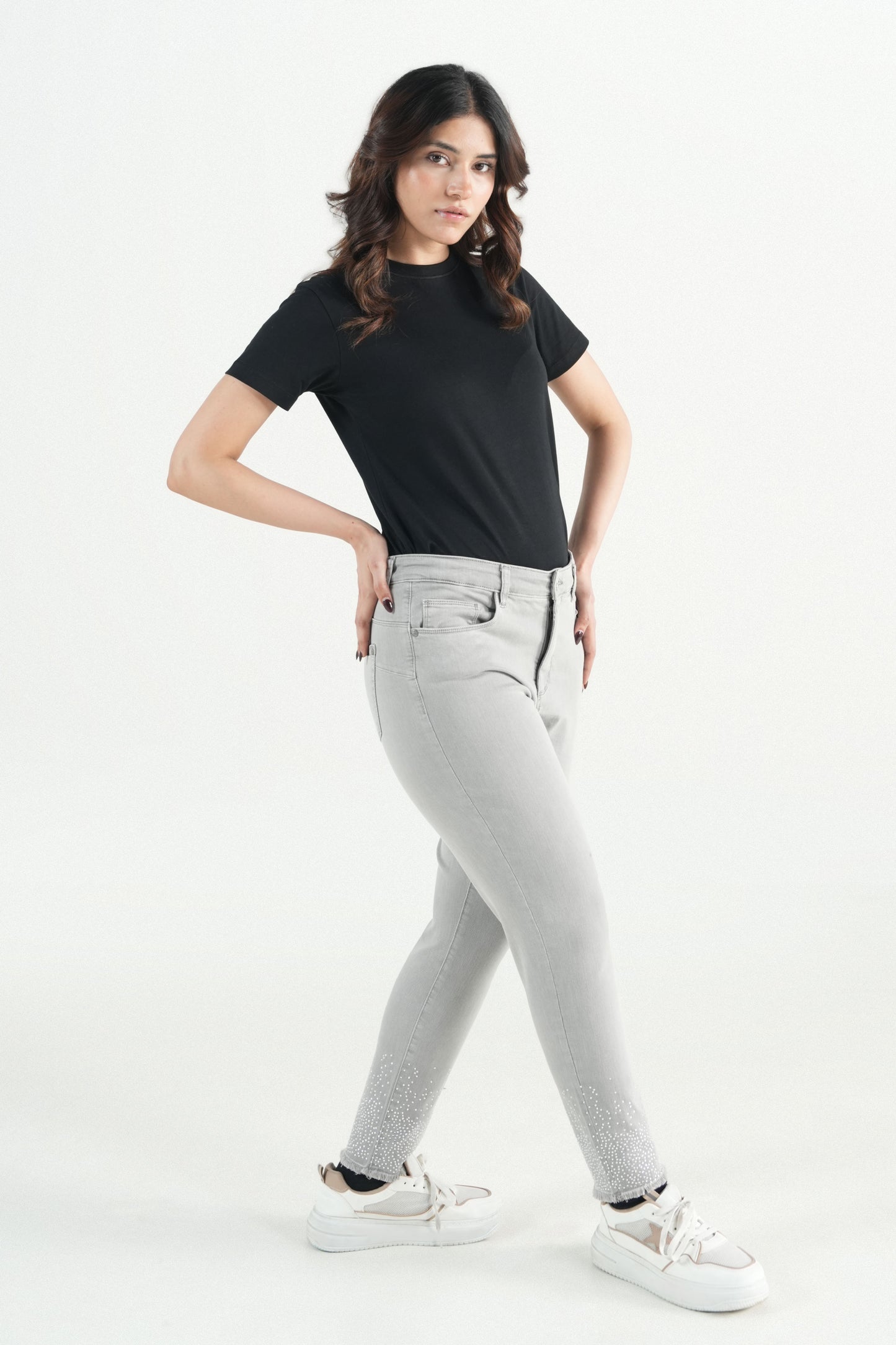 Crystal Hem Grey Pent