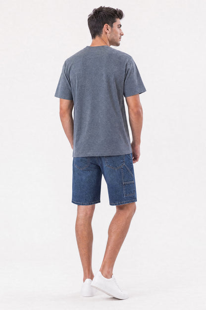 Baggy Denim Carpenter Shorts Dark Blue