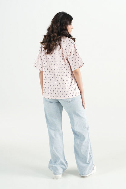 Hawaiian Floral Printed  Light Pink Shirt