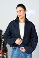 Dark Blue Balloon Bomber Jacket