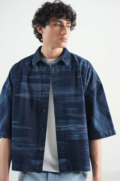 Dark Indigo Button Down Over Size Shirt