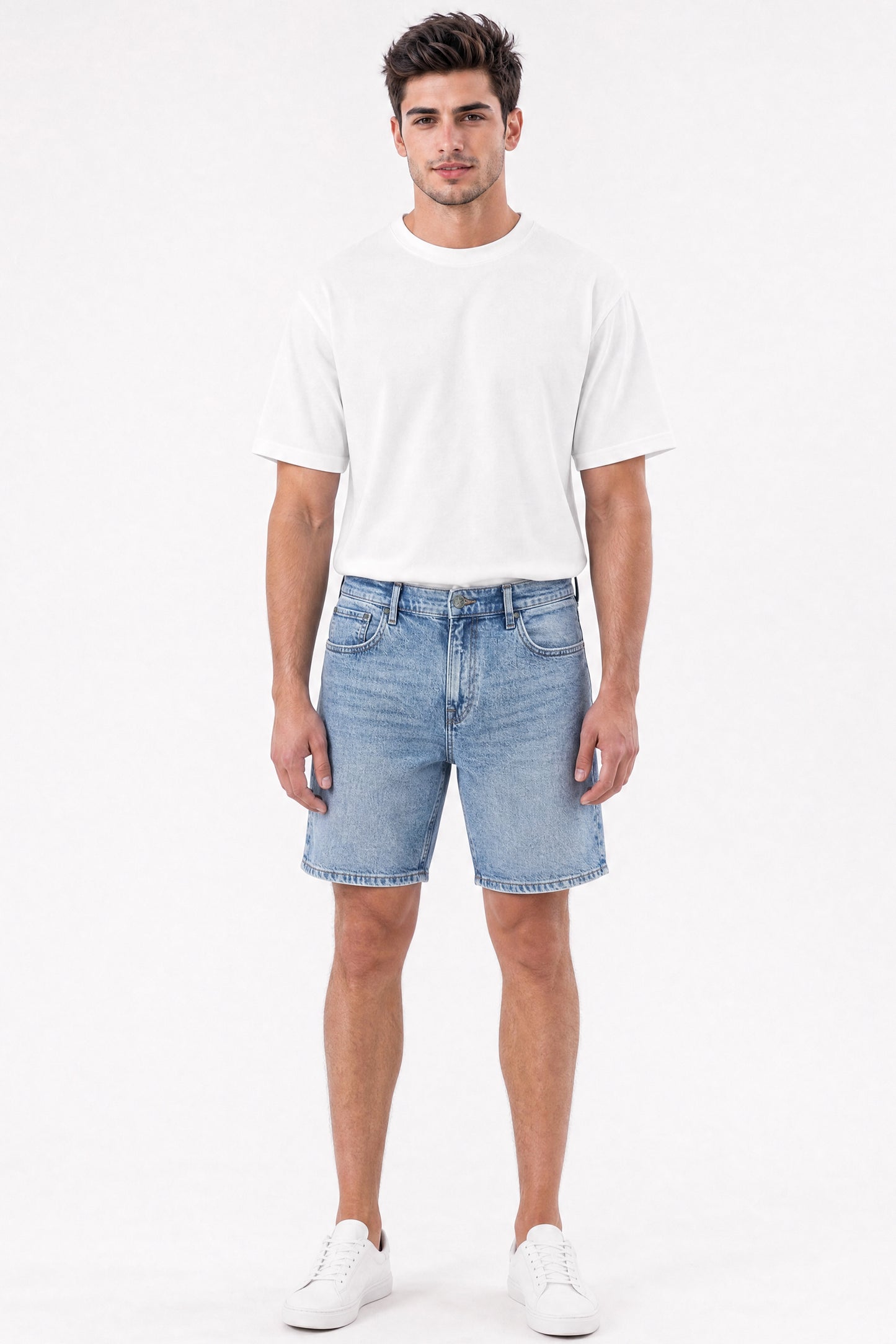 Baggy Fit Denim Shorts Light Blue