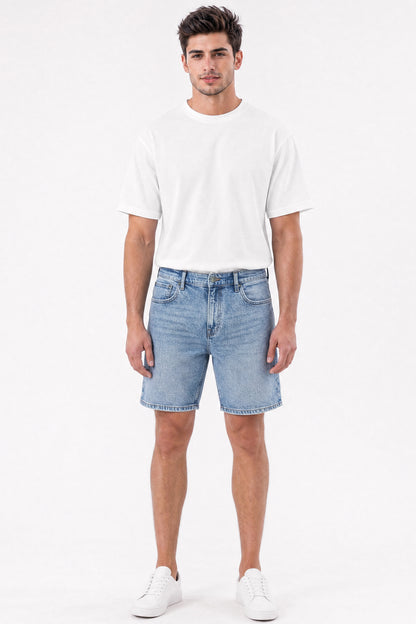 Baggy Fit Denim Shorts Light Blue