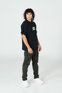 Drop Shoulder Black Tee