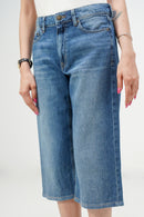 Mid Blue Baggy Denim Capri