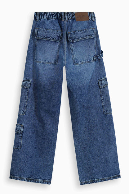 Baggy Fit Cargo Jeans Medium Blue