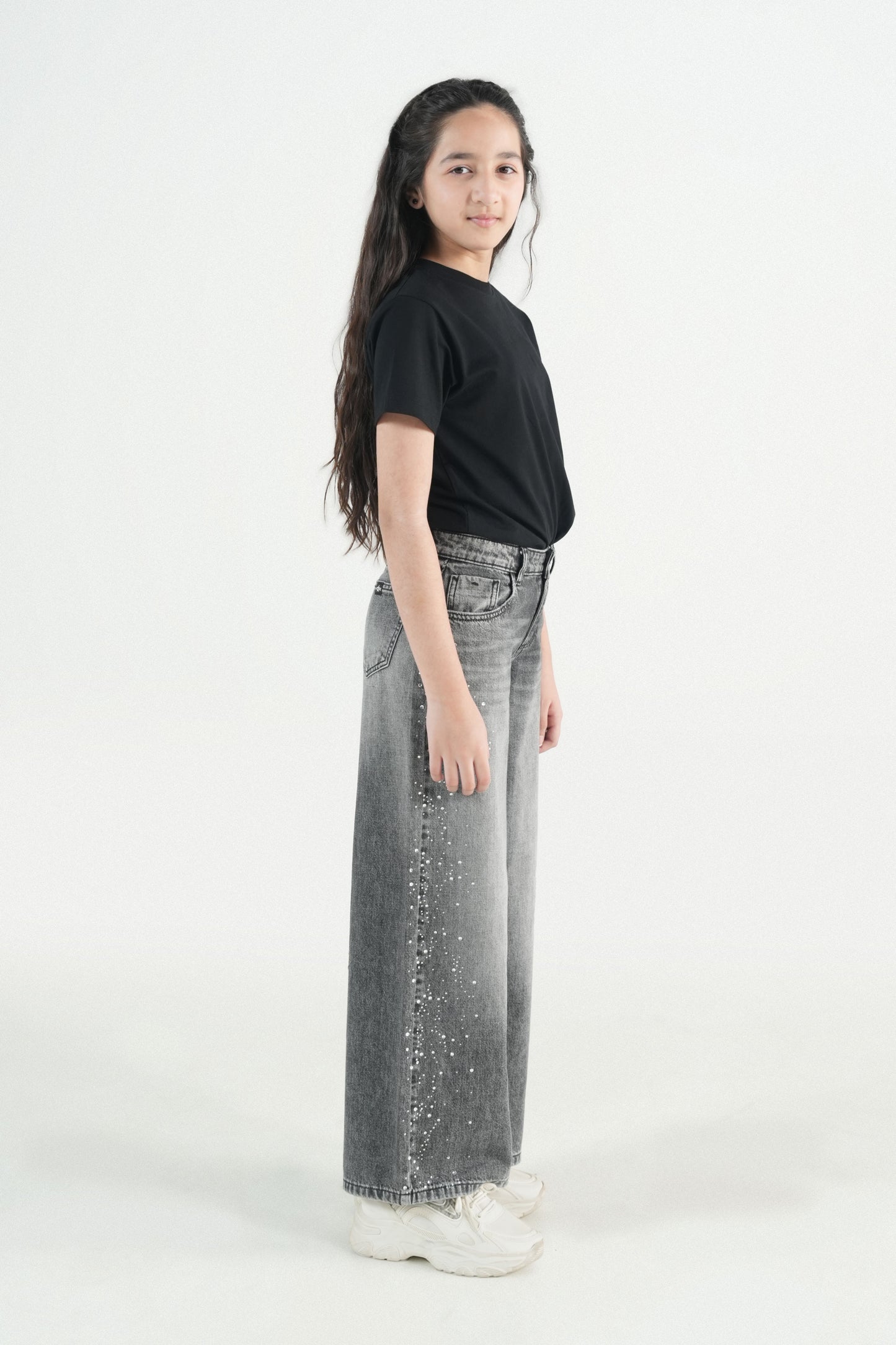 Wide Leg Jeans With Stone work