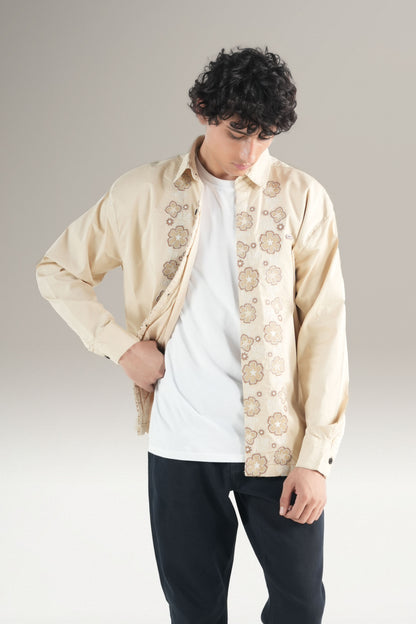 Floral Tuxedo Beige Shirt