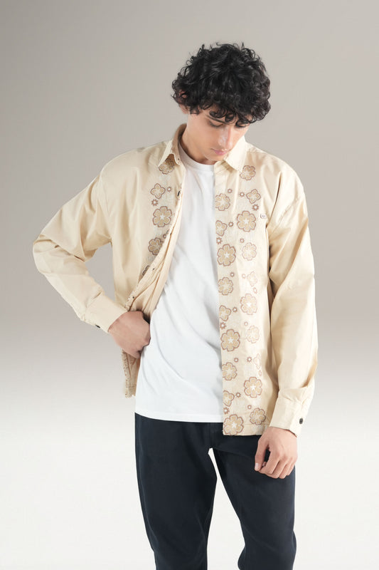 Floral Tuxedo Beige Shirt