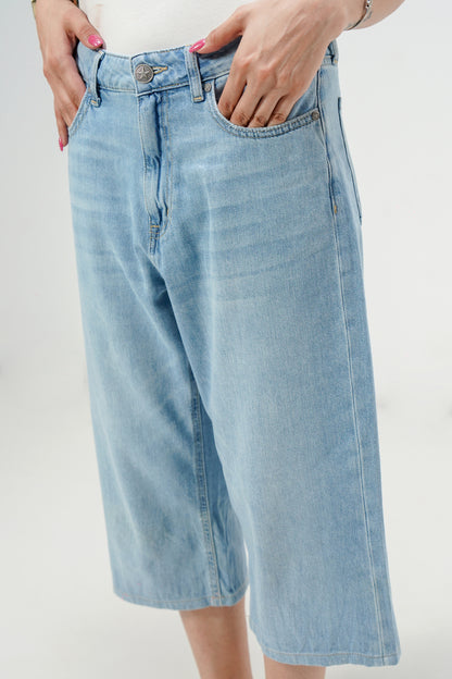 Light Blue Baggy Denim Capri shop at Rockstar Jeans