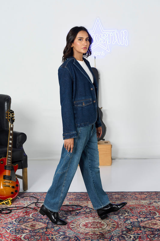 Stone Rinse Denim Blazer shop at rockstar jeans