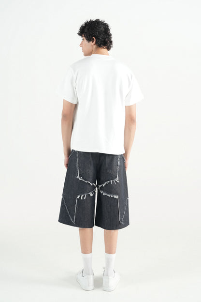 Star Patch Jorts Grey