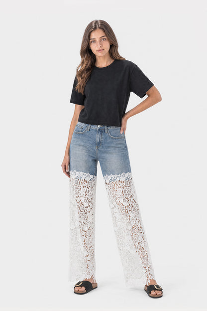 Wide Leg Lace Jeans